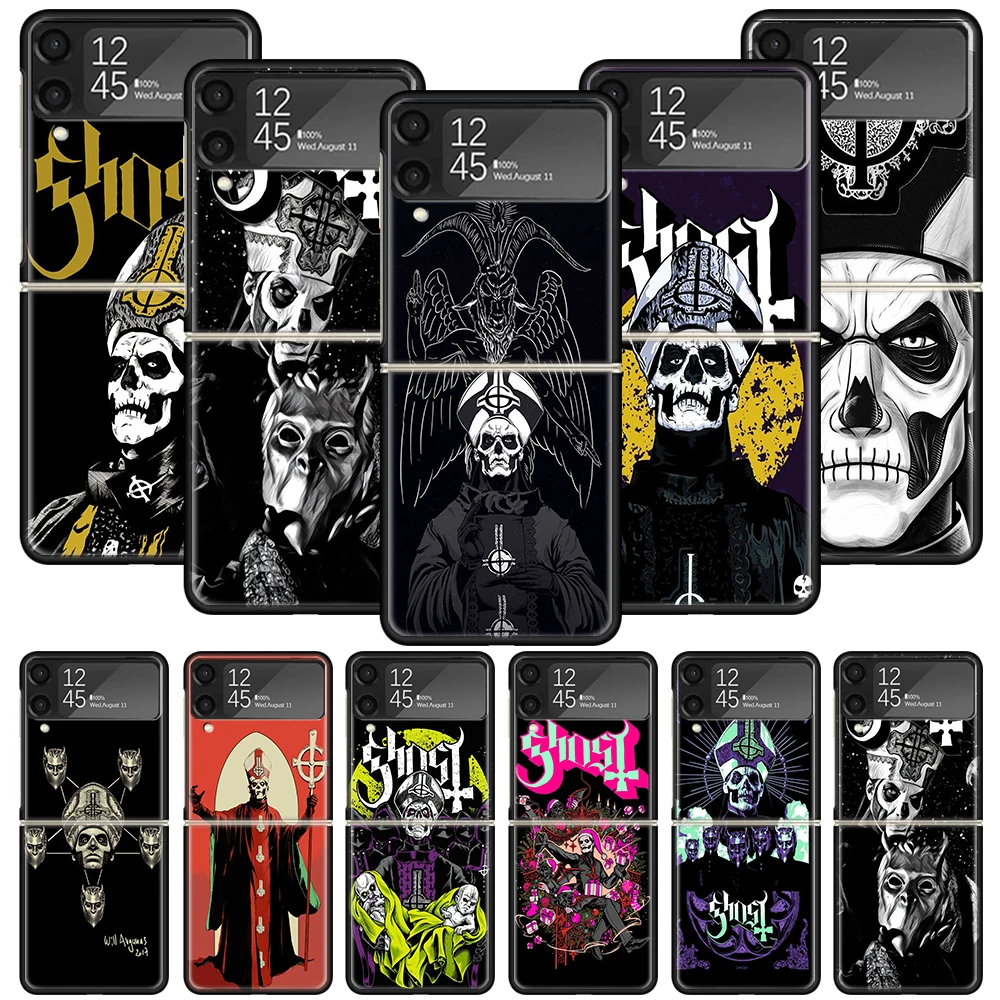 Ghost Papa Emeritus Phone Case For Samsung Galaxy Z Flip 4  5 Flip3 5G Black Hard Cover ZFlip4 ZFlip5 ZFlip3 Coque Fundas Bumper