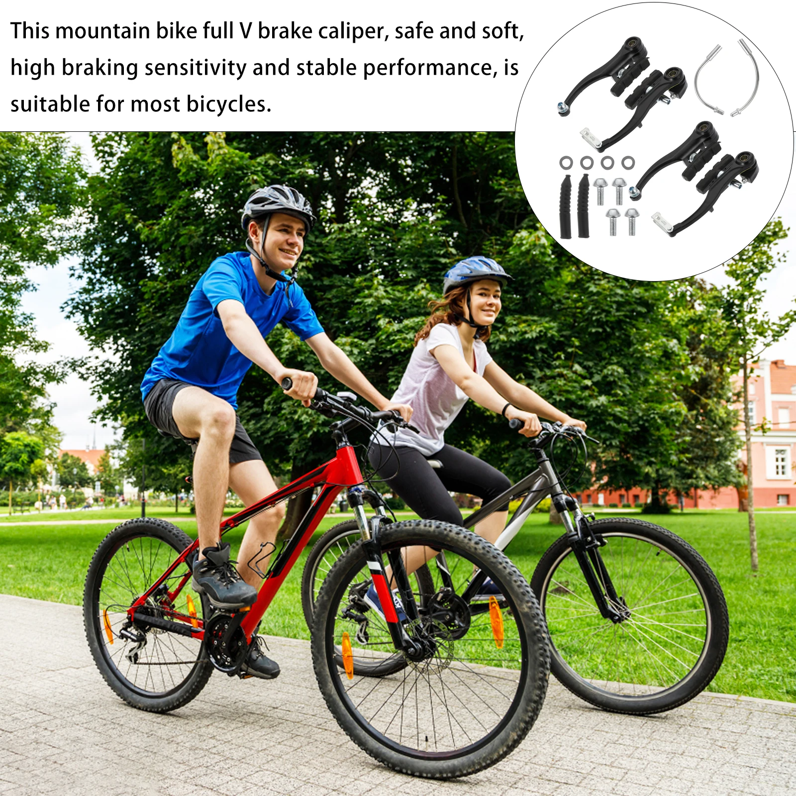 

1 Set Kit Aluminum Alloy Rubber Mountain Bike Brake High Strength Braking Performance Bike Set For Safe Riding