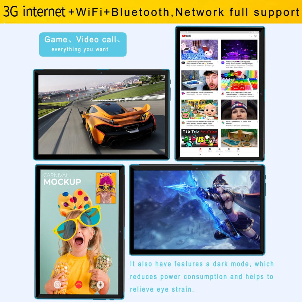 ใหม่ 10.1 นิ้วแท็บเล็ต Android PC Google Play Dual กล้อง Octa Core Dual SIM โทรศัพท์แท็บเล็ตบลูทูธ WiFi 4GB RAM 64GB ROM