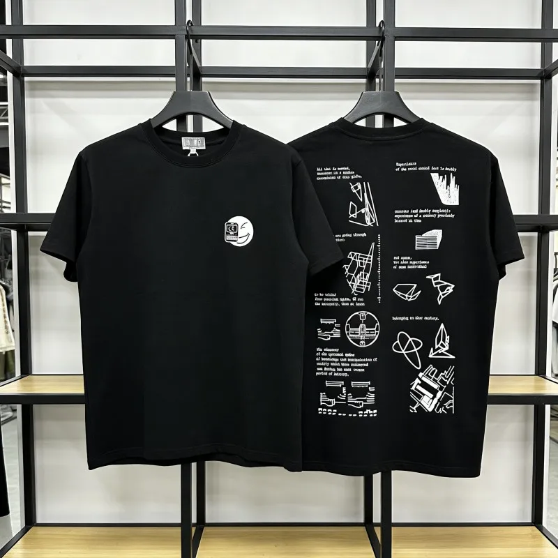 Breathable Cotton Summer CE Black Round Neck Short Sleeve Mobile Phone Print Men Women CAVEMPT Tshirt Casual Street Cleanfit Tee