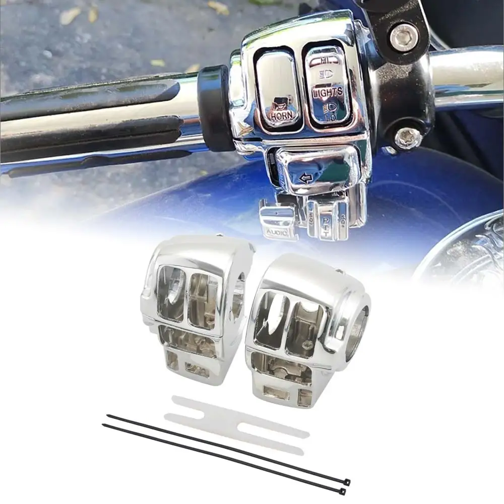 1 Pair Of Housings Switch Housing Switch Caps For Harley Touring Electra Glide Road Glide Trike 1996-2013 Billet Aluminum Chrome