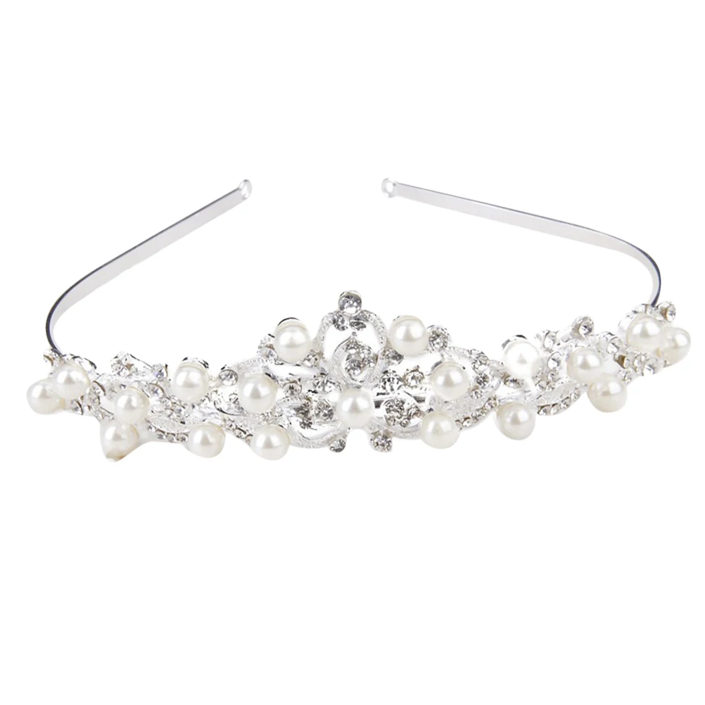 

Pearl Rhinestone Crown Hairband 17x12cm Silver Alloy Bride Women Tiara Wedding Barrettes Hair Clip Headbands Child Jewelry Hair