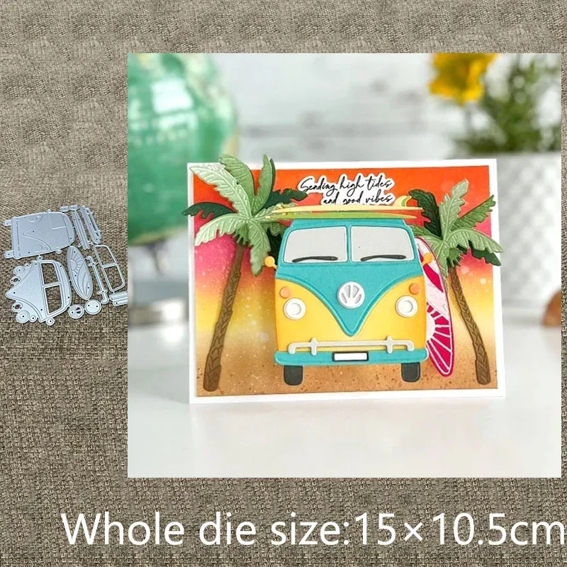 

New Design Craft Metal stencil mold Cutting Die Beach Bus decorations scrapbook die cut Album Paper Card Craft Embossing