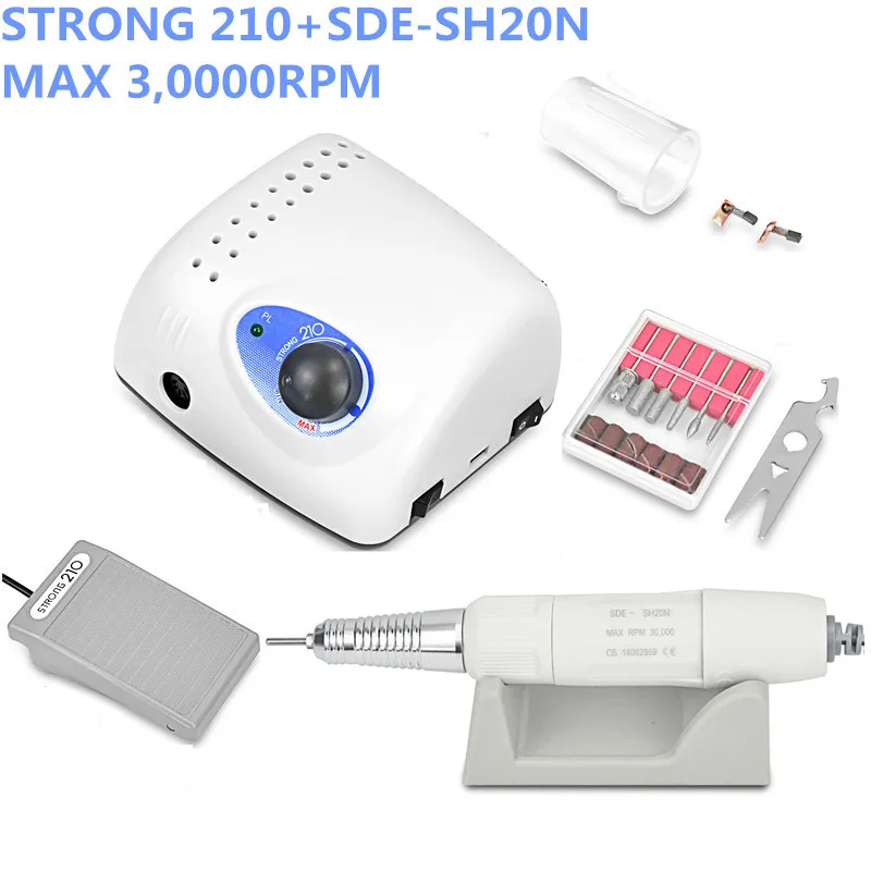 65W Strong 210 BTLAAOVE SDE-SH20N Brushless Nail Drills Manicure Machine Pedicure Electric Strong 35000RPM File Bits