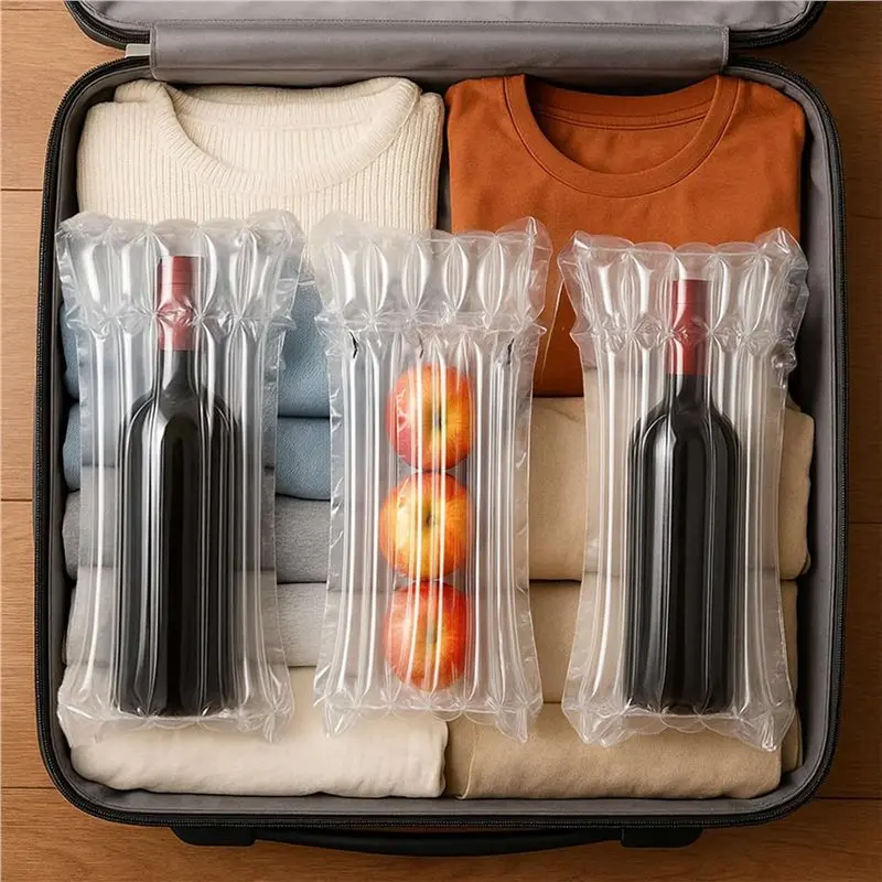 Picture 5: A84X-150-Pack Inflatable Wine Bottle Protector Bags, Reusable Air Column Cushion Sleeves For Safe Bottle Transportation