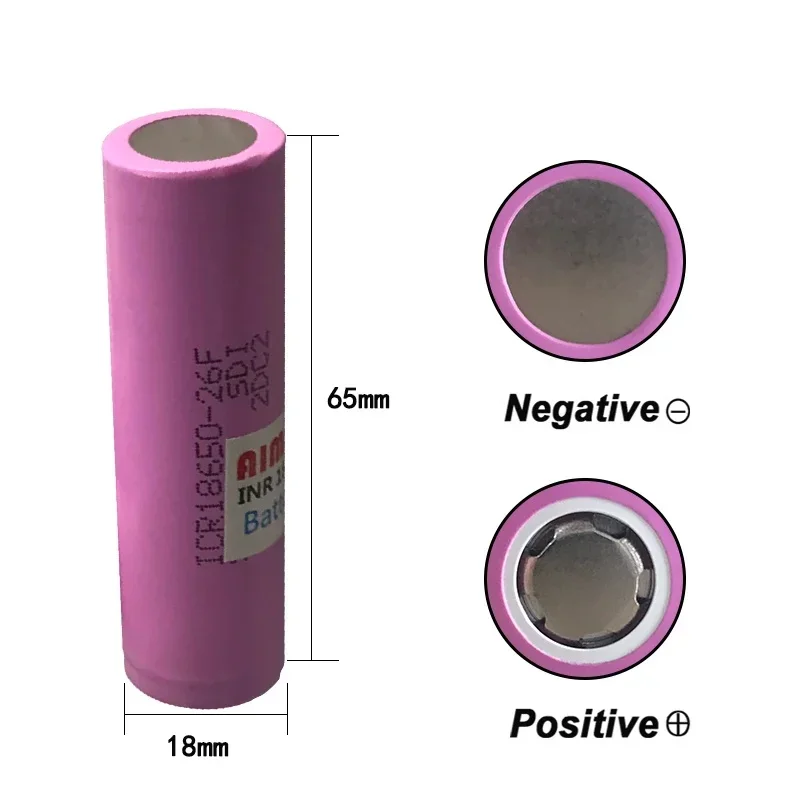 100% Brand New Original 3.7V 2600mAh 18650 Battery for Samsung ICR18650 26F Rechargeable Lithium Battery Flashlight Battery