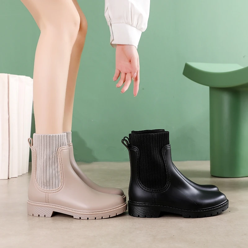 

Японские женские резиновые сапоги для работы, нескользящие, для улицы, из ПВХ, на плоской подошве, всесезонные, водонепроницаемые