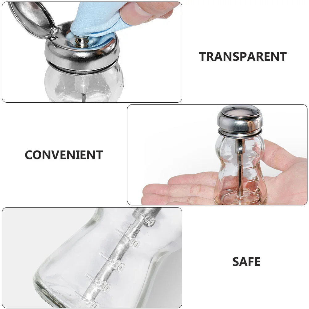 2 flacons pompe en verre pour dissolvant à ongles, flacon vide épaissi de qualité supérieure pour le stockage de liquides cosmétiques, multi-usages, à presser