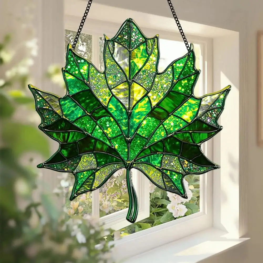 Maple Suncatcher Maple Leaf Window Hanging Handcrafted Maple Leaf Fall Ornament Suncatcher Set Stained Glass for Thanksgiving