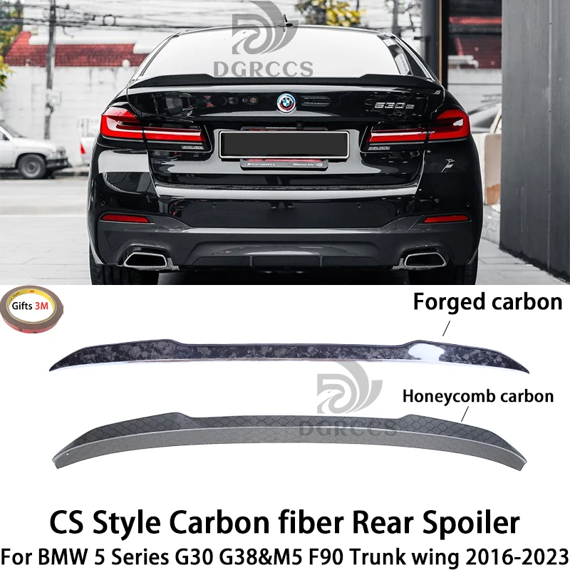 

For BMW 5 Series G30 G38&M5 F90 CS Style Carbon fiber Rear Spoiler Trunk wing 2016-2023 Honeycomb carbon Forged carbon
