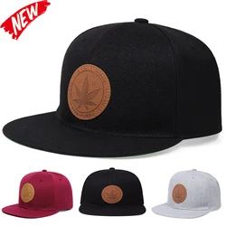 Moda liść klonu etykieta skóry czapka baseballowa mężczyźni kobiety regulowane czapki z daszkiem w stylu hip-hop dla dorosłych unisex osłona przeciwsłoneczna kowbojski kapelusz