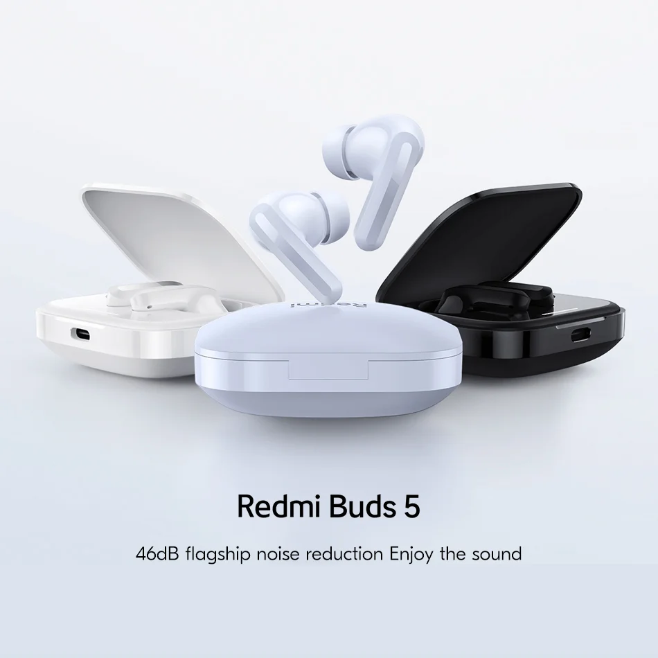 Xiaomi Redmi Buds 5 46dB Noise Cancelling Bluetooth 5.3 TWS Earphone 40H Battery Life AI Call Anti Wind Noise Wireless Headphone