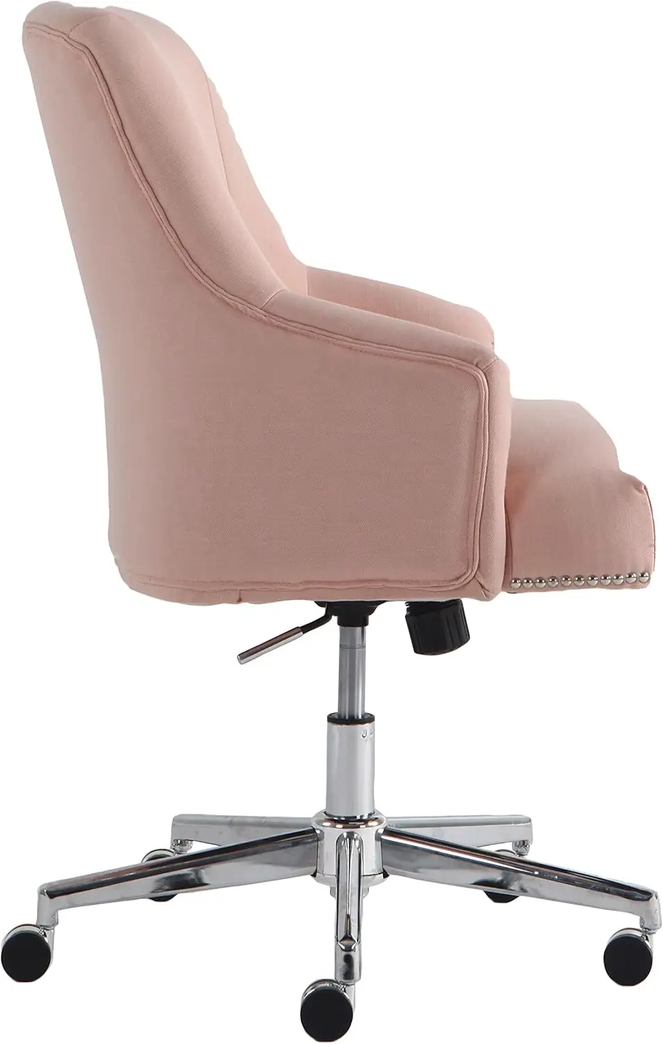 Silla de oficina en casa estilo Leighton, tela de sarga rosa para fiesta 27,25D x 24W x 38,75H pulgadas