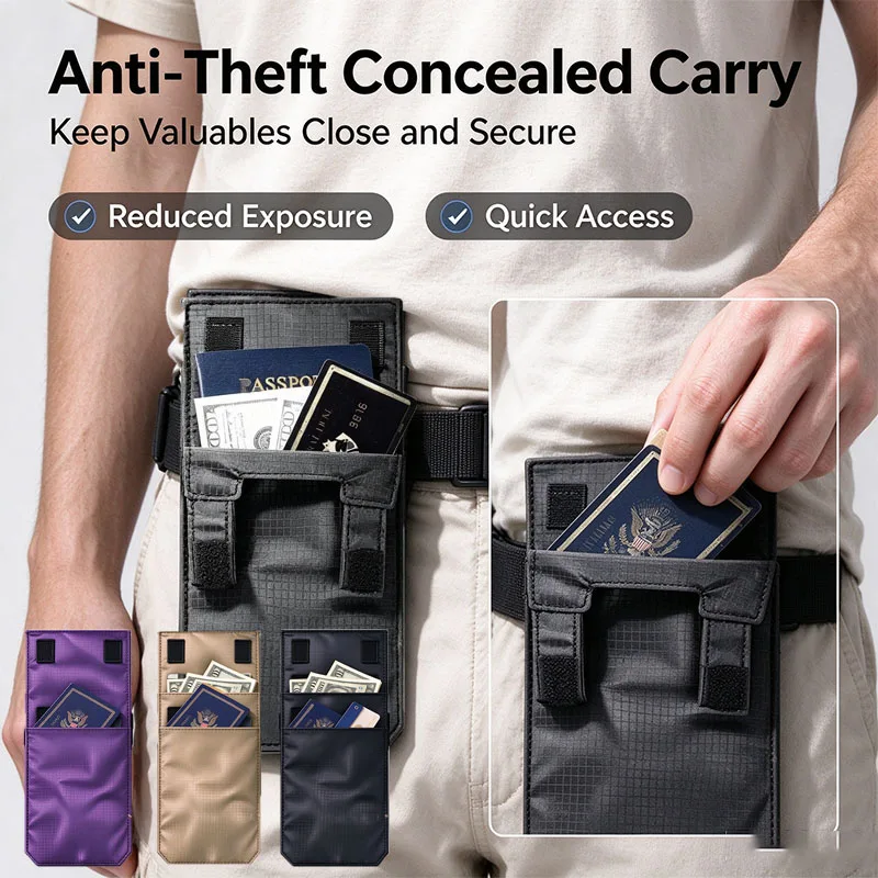 NEW Anti Theft Portable Invisible Purse Belt Wallet Pouches Slim For Travel For ID Passport Key Credit Card Travel Belt Wallet
