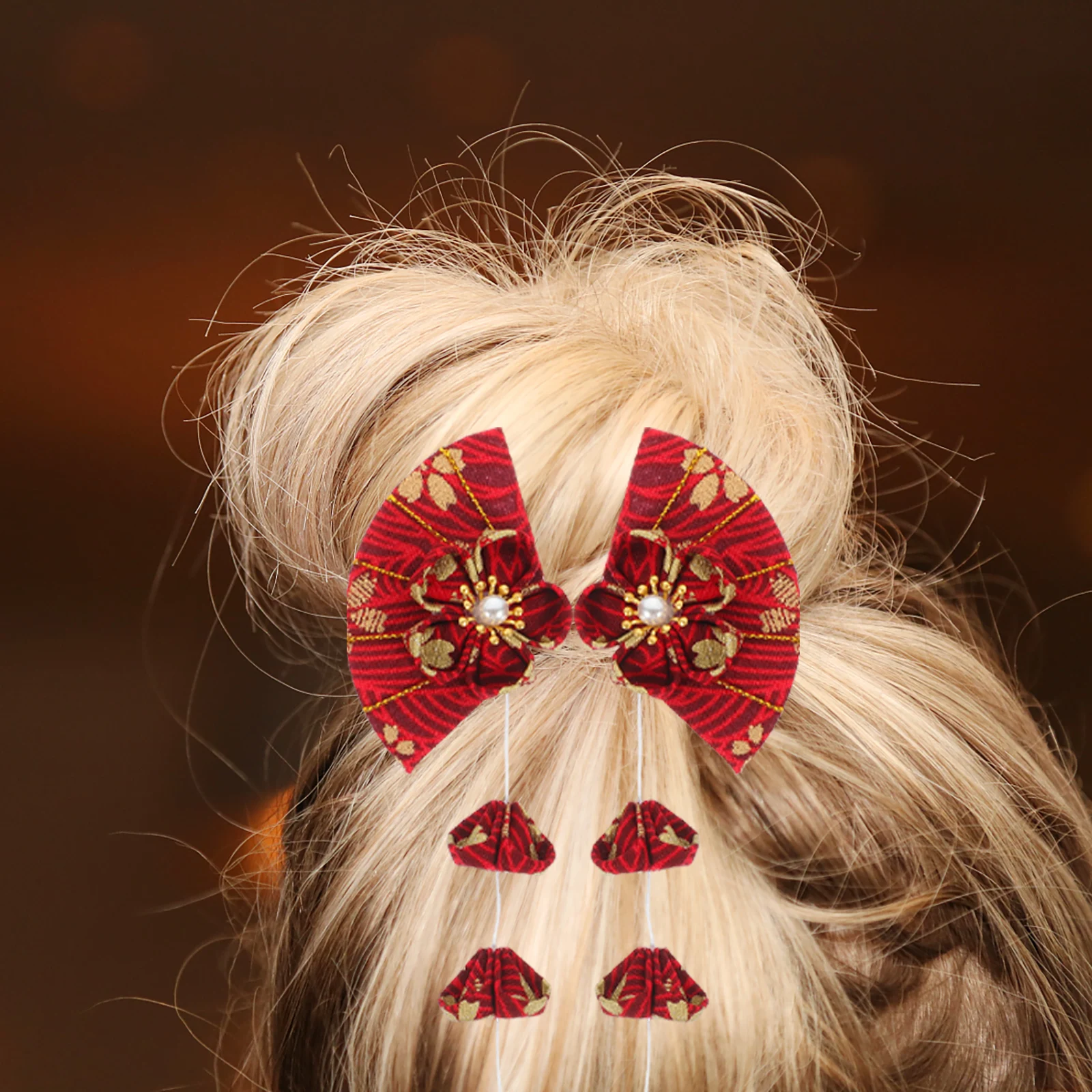 

1 Pair Japanese-Style Kimonos Hair Clip Flower Shape Decorative Hairpin Bell Tassel Hairstyle Pin For Women Girls Wedding Party