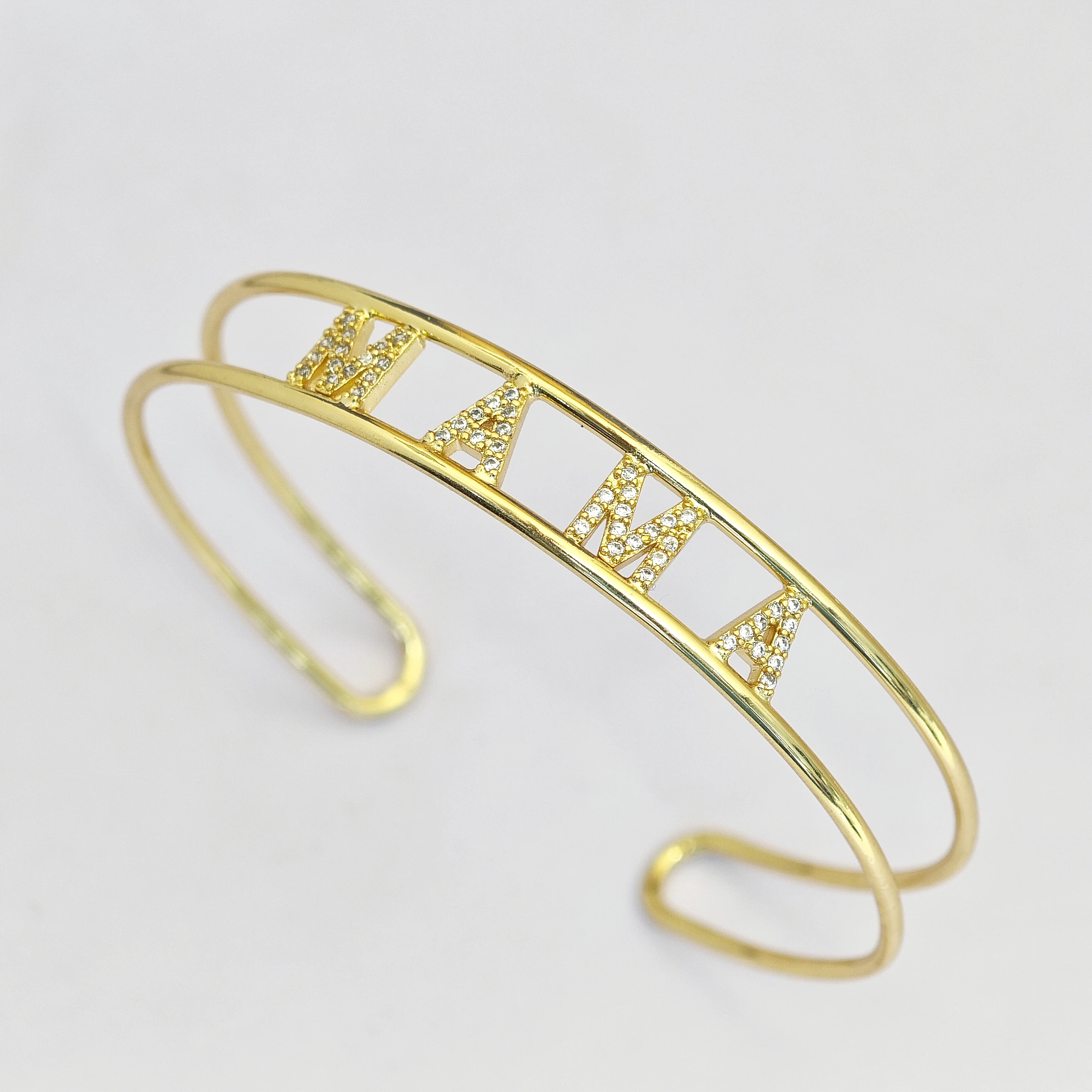 

DOREMI 6mm Custom Initials with Colorful Zircon Double Layer Open Letter Bracelet Personalized Double Layer Open Bracelet