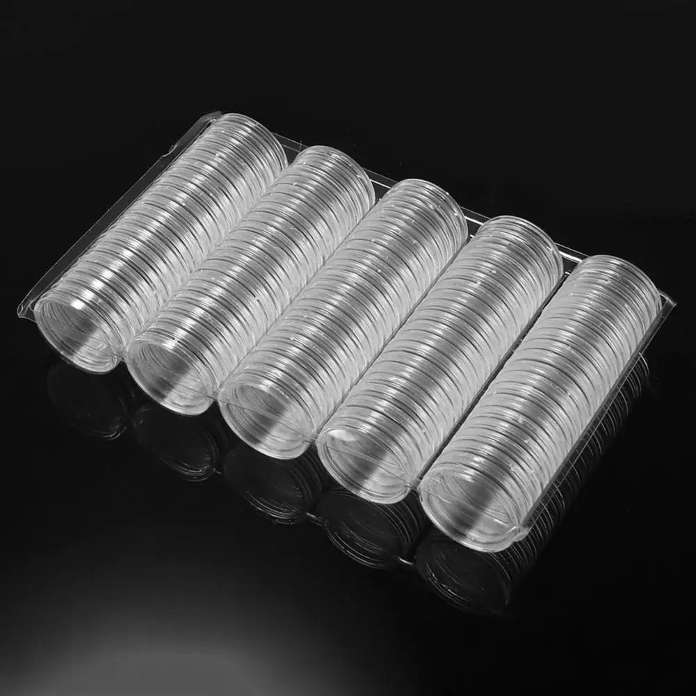 Coin Capsules Storage Case Coin Holder 27mm 100pcs Coins Box Container for 2 Euro Container Organizer Coin Collect