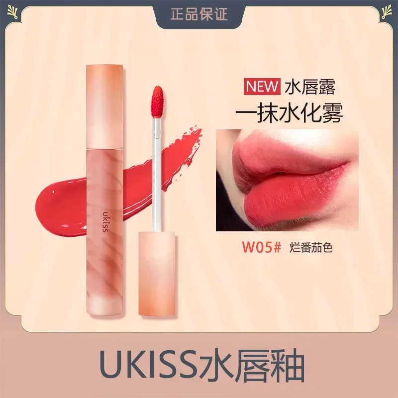 UKISS-Batom de veludo impermeável para mulheres, brilho labial, esmalte fosco, duradouro, matiz labial vermelho, maquiagem beleza rara, cosméticos originais