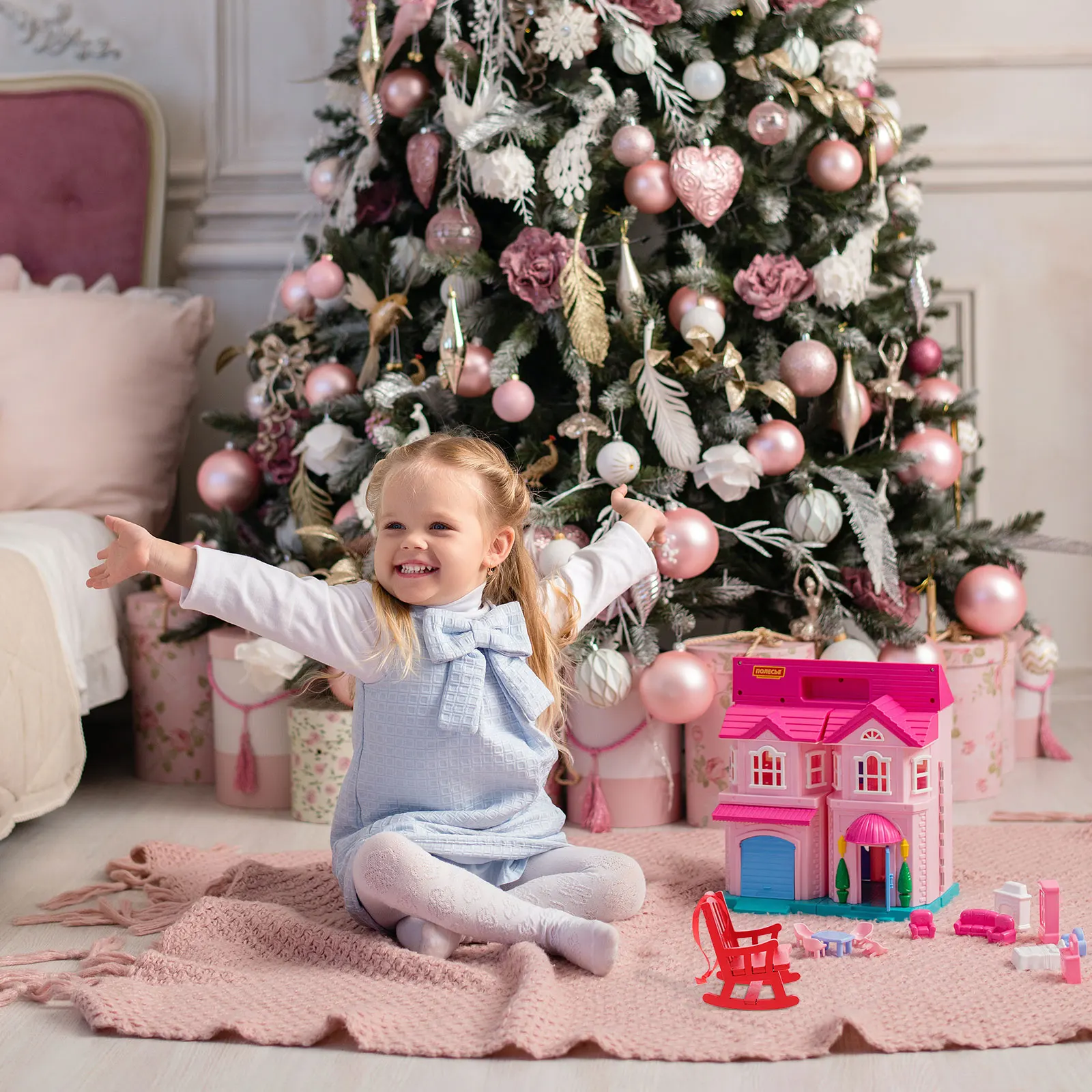 

1Pcs Wooden Crafts Small Adornment Mini Rocking Chair Pendant Christmas Tree Decor Xmas Mini Furniture Ornament