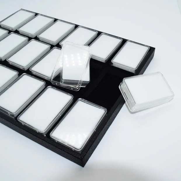 18 قطعة/المجموعة الاكريليك واضح صندوق مربع مجوهرات صندوق تخزين الأحجار الكريمة حالة طبقة مزدوجة الذاكرة القطن الداخلية وسادة حقن صب صندوق