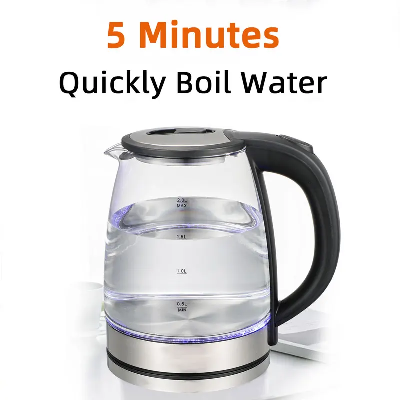 

2L Electric Kettle,Glass Pot,Quickly Boiling Water,Automatic Power-Off,Double Scalding Protection,110V1000W,220V1500W,Food Grade