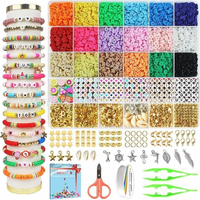 Diy Jewelry Accessories Rainbow Beads Flat Chips Basem9 Style Polymer Clay Bead Set Making Bracelets, Necklaces Jewelry Handmade