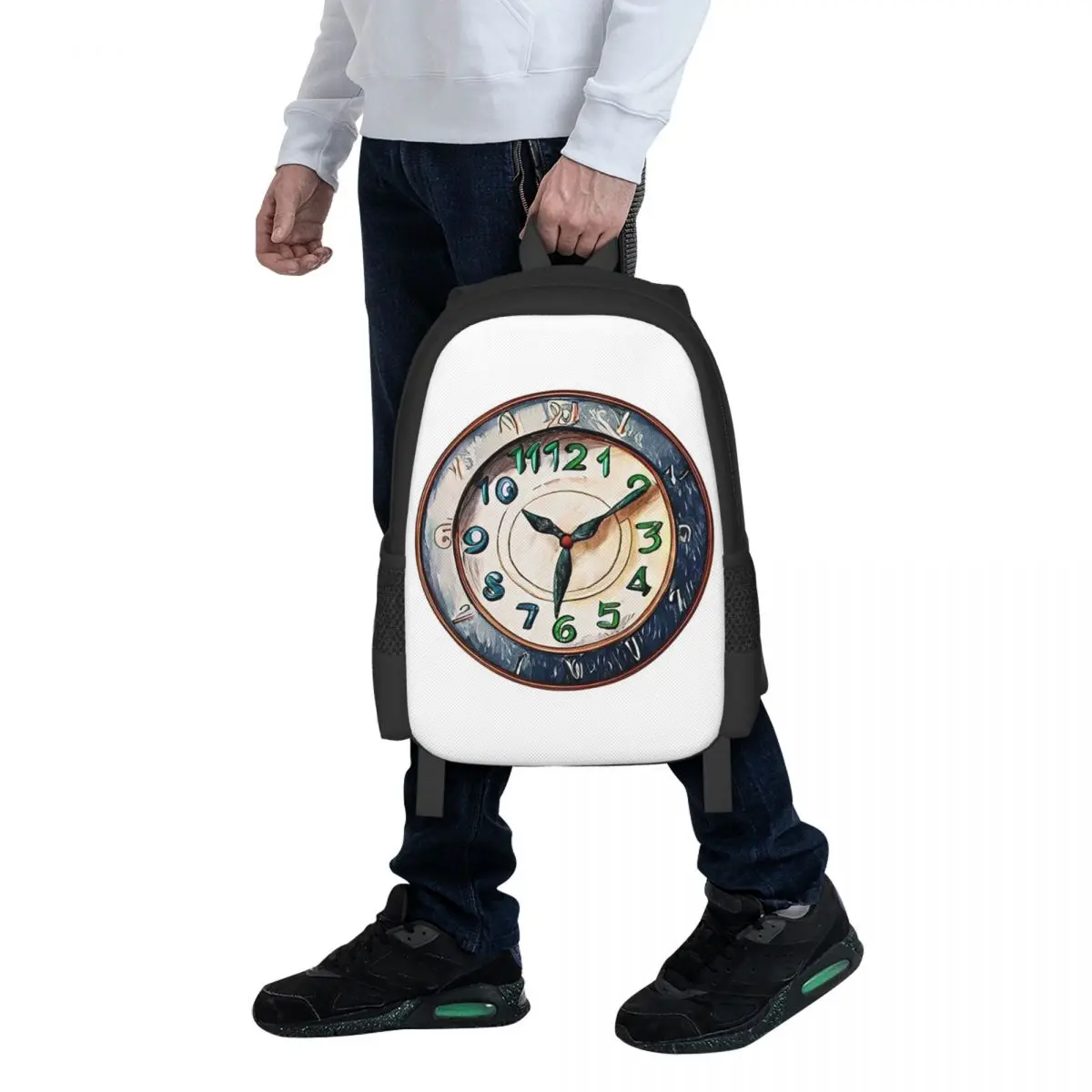

A Pencil-drawn Clock Student Backpack School Bag Hiking Travel Daypack for Men Women Fashion Bookbag Shoulder Bags