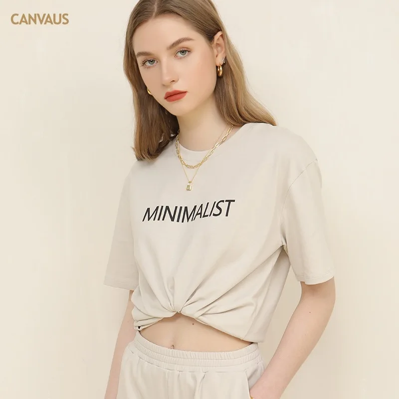 

European and American short-sleeved t-shirt women's letter loose summer round neck pure cotton ins slim women's half-sleeve top