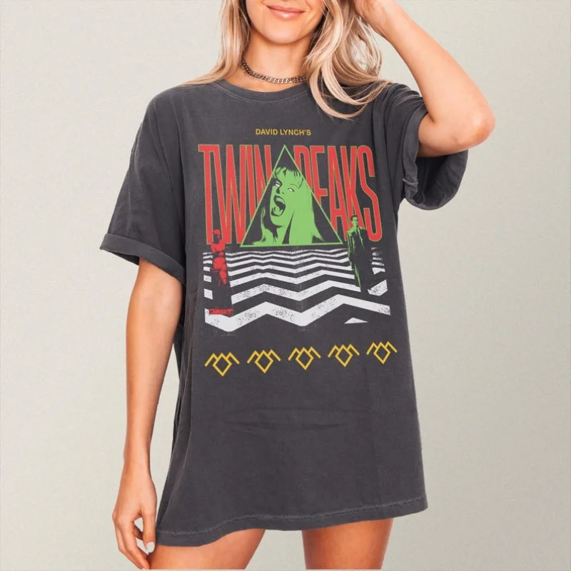 Twin Peaks T-Shirt Fire Walk with Me Laura Palmer Print Cotton T-shirt Retro Style Classic Graphic Men Women Summer Streetwear