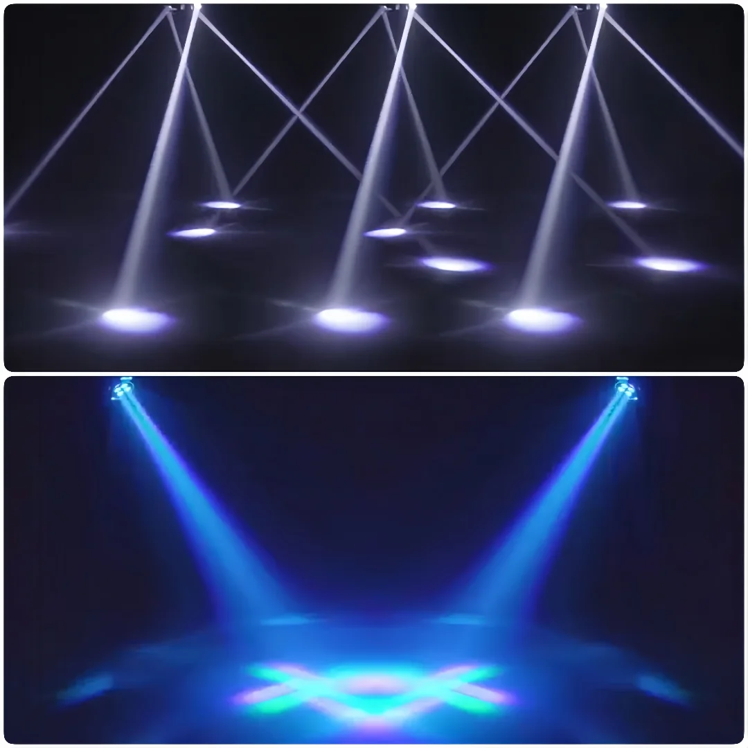 100W Strobing Laser Moving Head Light DMX512 RGB LED Multifunction Four Arm Rotary Stage Lighting for DJ Bar Party Disco