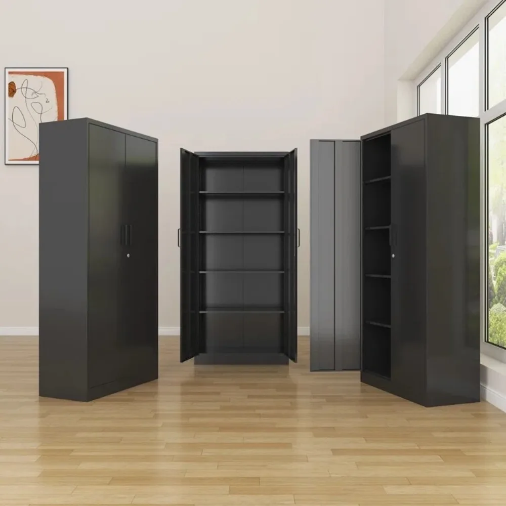 

Металлический шкаф, 4 регулируемые полки, 71-дюймовый шкаф для хранения с замком и 2 дверцами