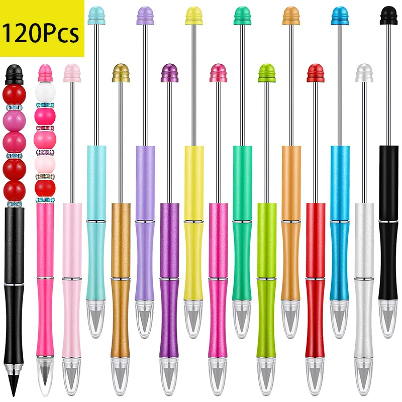 

120Pcs Metal Beadable Infinity Pencils Inkless Everlasting Pencil DIY Reusable Pencil for Kids Students Gifts Office Supplies