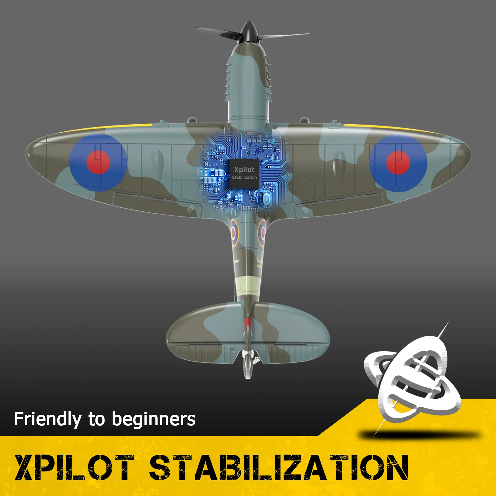VOLANTEXRC 4-CH RC Plane, SpitfireV2 rtf Remote Control Airplane,One-Key Aerobatic,Suitable for Outdoors and Gifts