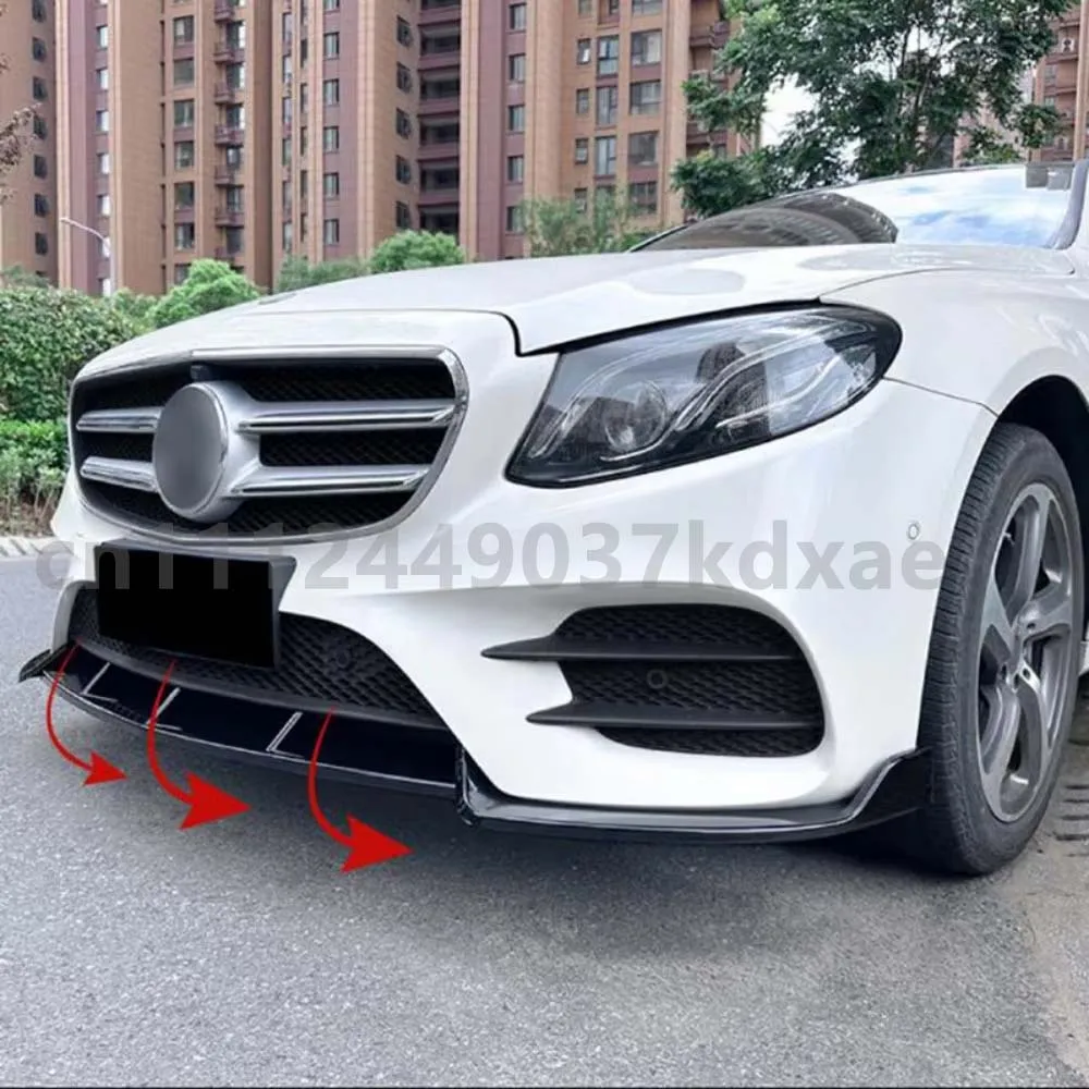 

For Mercedes Benz 2017-2019 W213 E260 E300 E43 AMG Front Bumper Lip Splitter Lip Spoiler Splitter Diffuser Sport Carbon Look