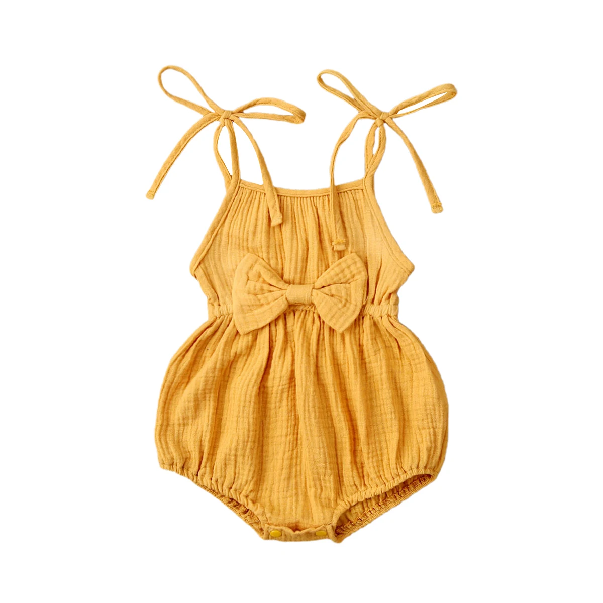 

Infant Baby Girls Sling Casual Romper Summer Solid-Color Bow Sleeveless Suspenders Jumpsuits Toddler Outfits Clothes