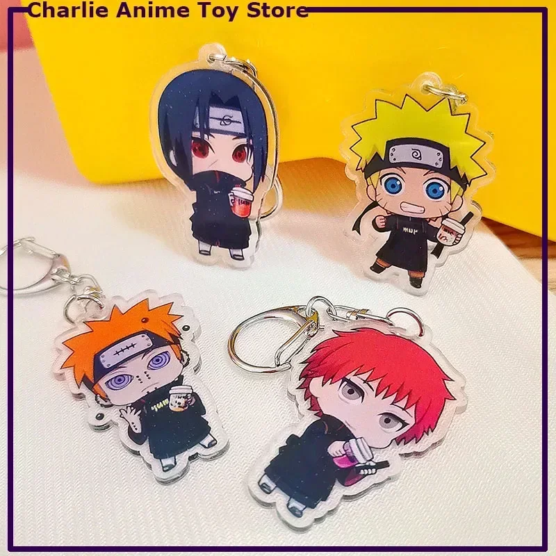 Naruto Keychain Toys Uzumaki Naruto Uchiha Itachi Pain Deidara Sasori Anime Figures Acrylic Keychain Pendant Keyring Ornament