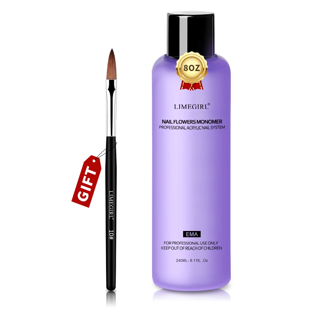 LIMEGIRL Nagel Acryl Vloeibare Monomeer Kristal 40ml/75ml/120ml/240ml voor Nagelkunst Acrylpoeder Verlenging Professionele Manicure