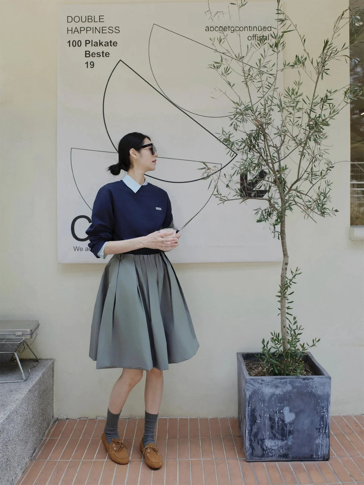 

DesiGar ey Puffy High Waist Pleated A-Line Skirt Ci Commute Casual Sle f-length Skirt for Early Winter Faion