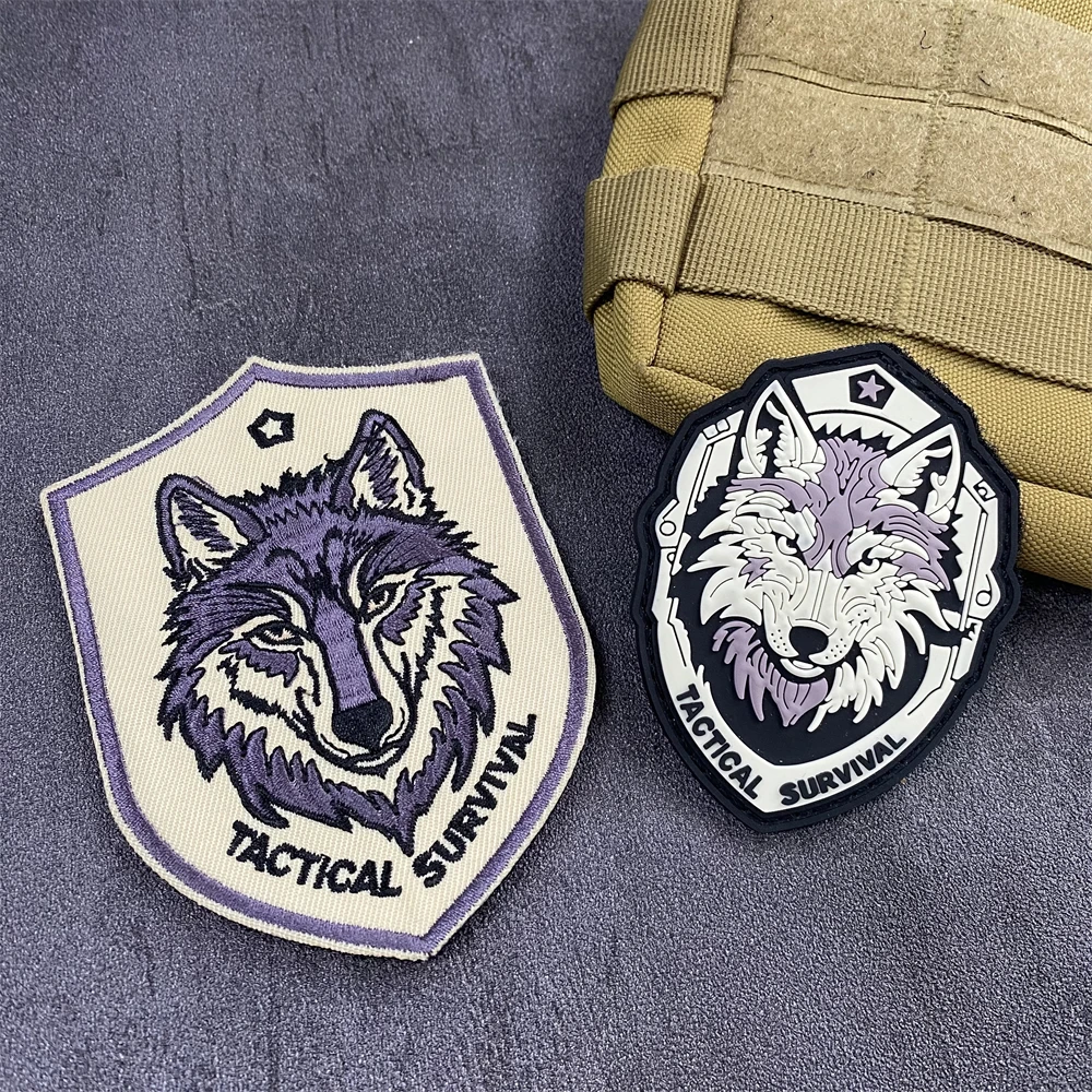 Tactical Security Wolf Morale Badge Patch Embroidered Patches for Clothing PVC Hook and Loop Armband Military Backpack Sticker