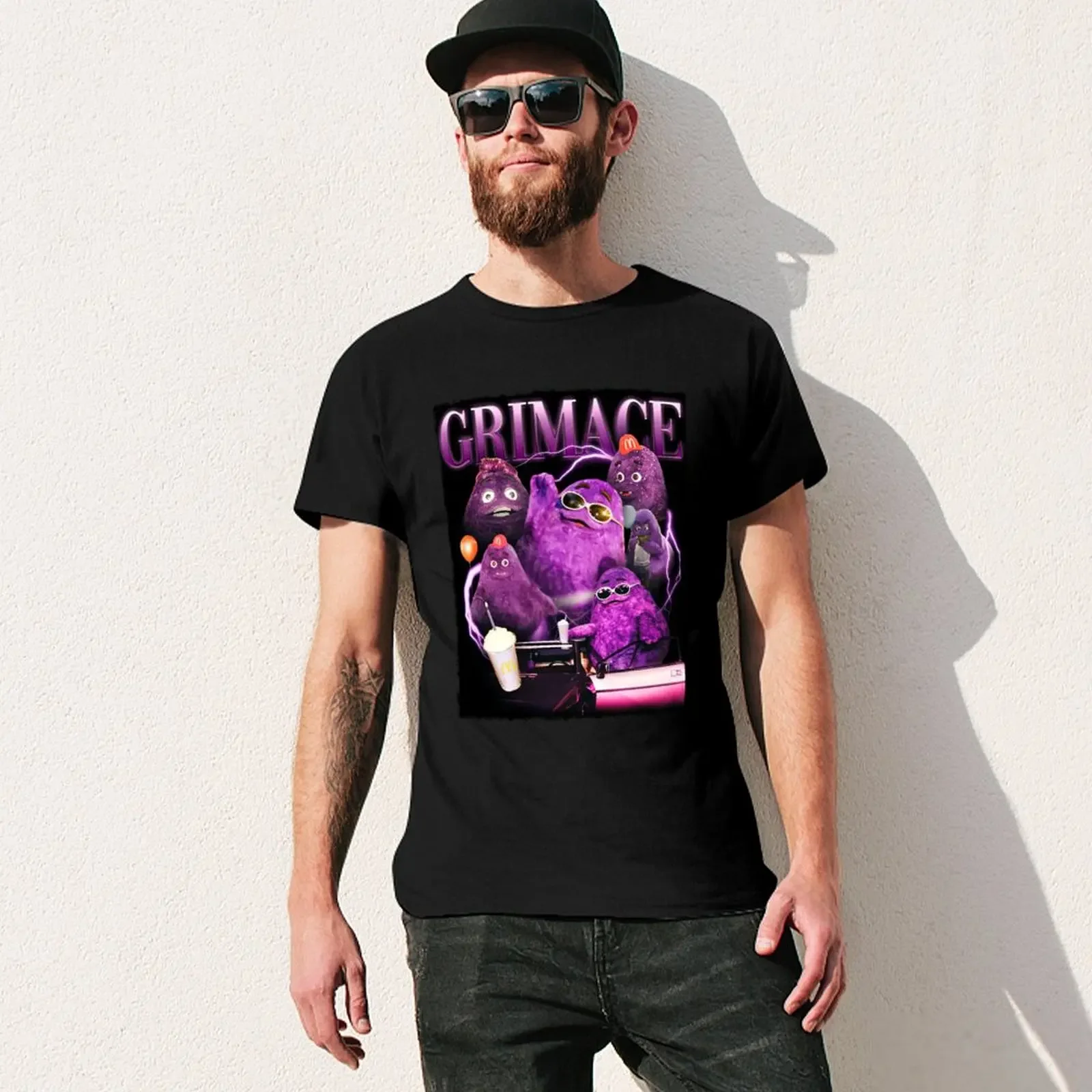 Grimace in 90s, Y2k Style Tribute T-shirt heavyweights sweat T-shirts for men cotton