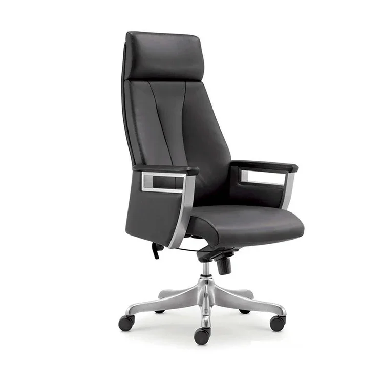 Estilo giratorio de silla de oficina ergonómica de cuero ejecutivo con respaldo alto estrecho y resistente