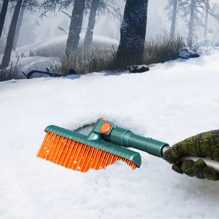 

New snow clearing artifact snowplow brush multi-function rotatable retractable deicing tool