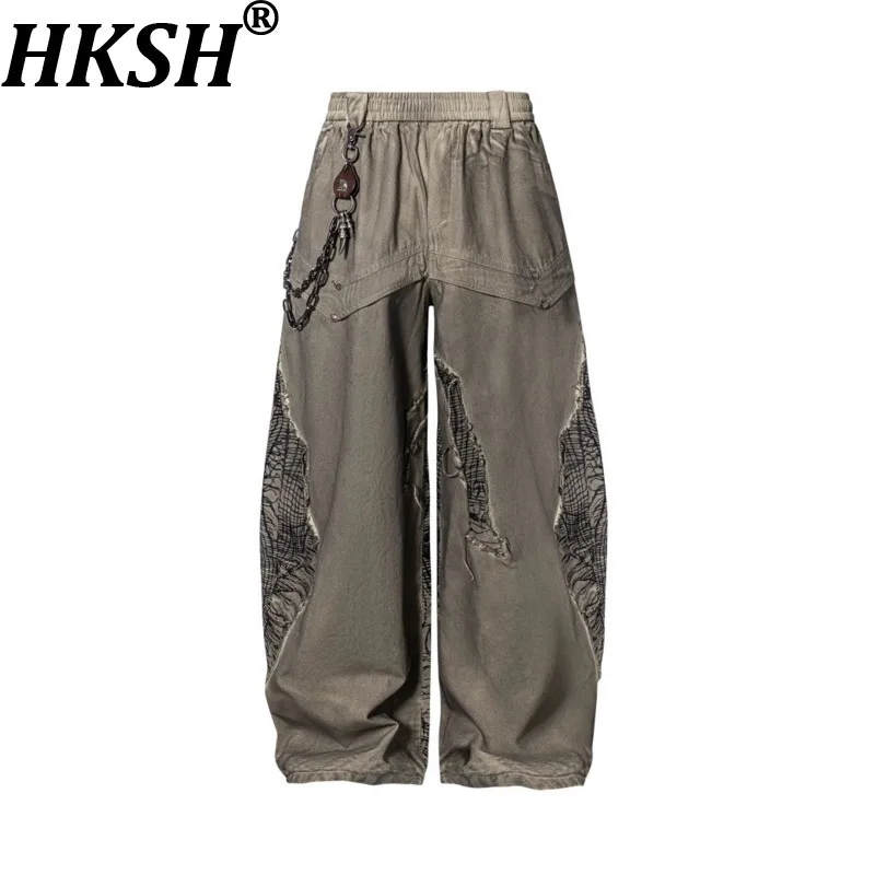 HKSH Herbst Männer Flut Punk Amerikanischen High Street Unregelmäßigen Zerrissene Patchwork Nische Design Casual Hosen Dark Chic Ins Splice HK15279