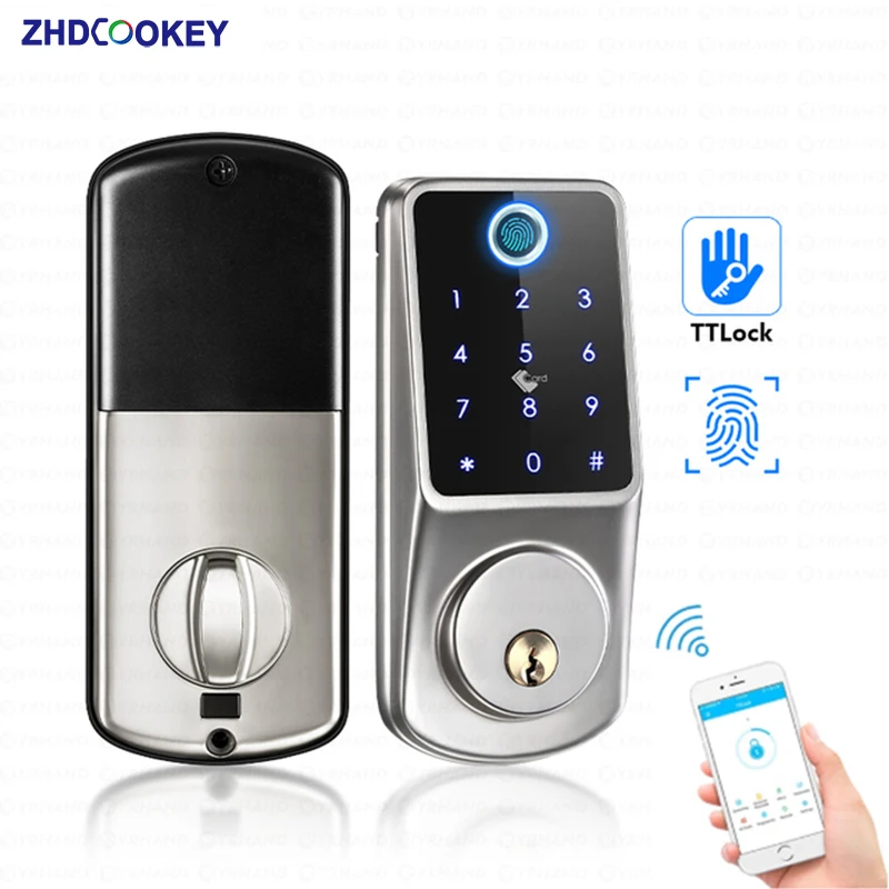 Automatic Deadbolt Lock TT Lock Smart APP Remote Control Fingerprint Password IC Card Digital Wristband Mechanical Key Home Lock