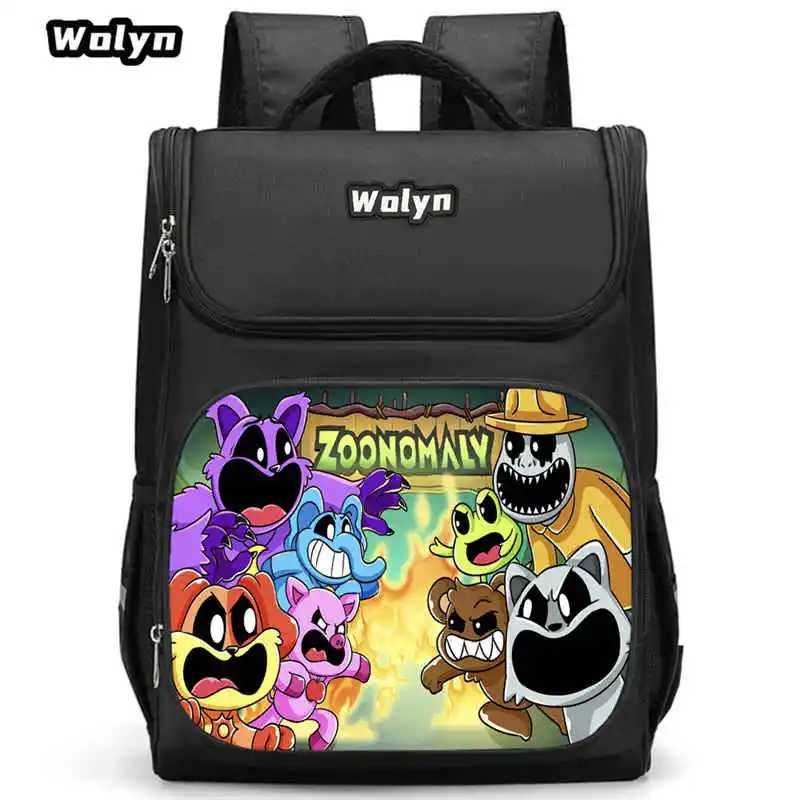 Anime Games ZOONOMALY School Backpack with Front Pocket for Primary Students, Large Cartoon School Bags for Boys Girls