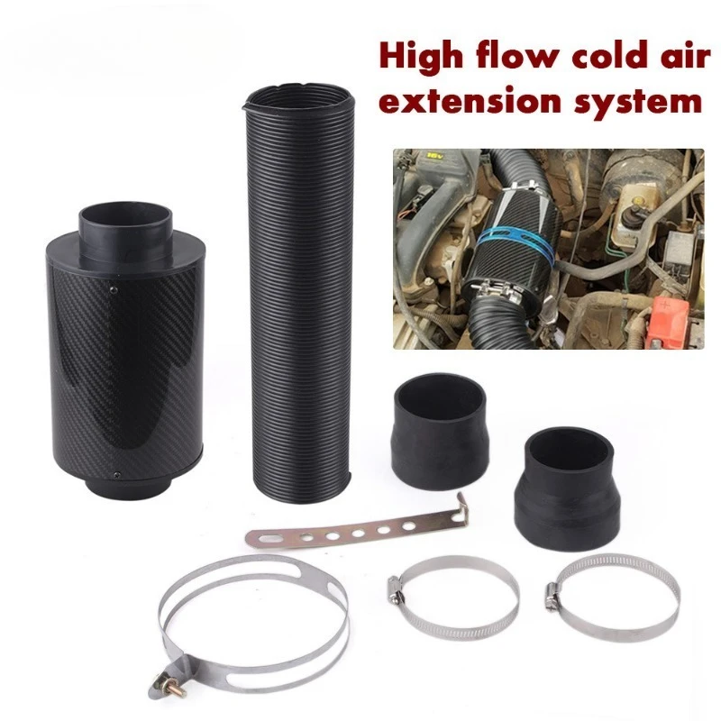 Universal 76mm Air Intake Filter Kit Carbon Fiber Bellows Mushroom Style Air Intake System Parts Automobile Modify Accessories