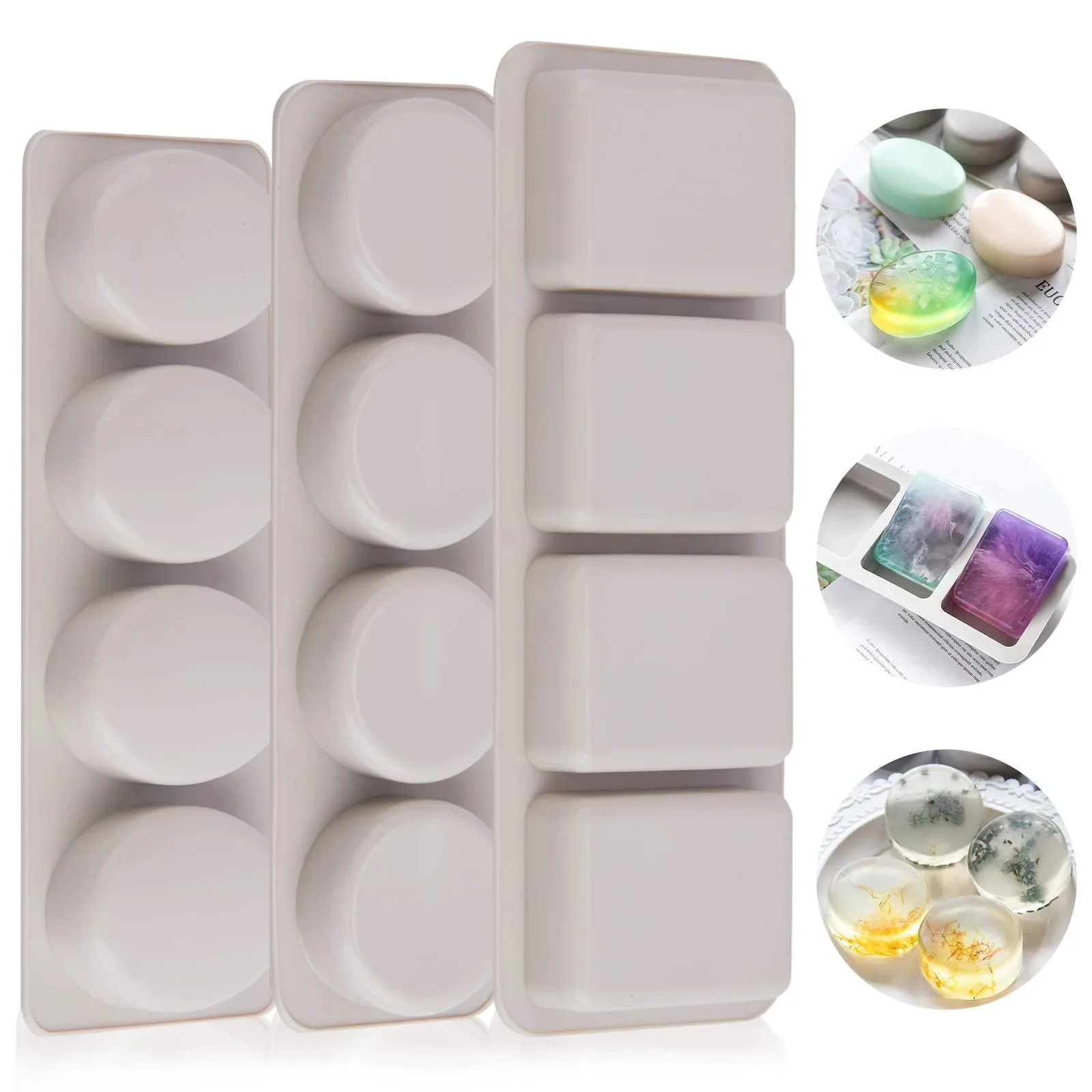 

Silicone Soap Molds 4 with Oval Round Square Molds Silicon Mold for Soap Making Soap Molds for Baking Supplies Home Decor