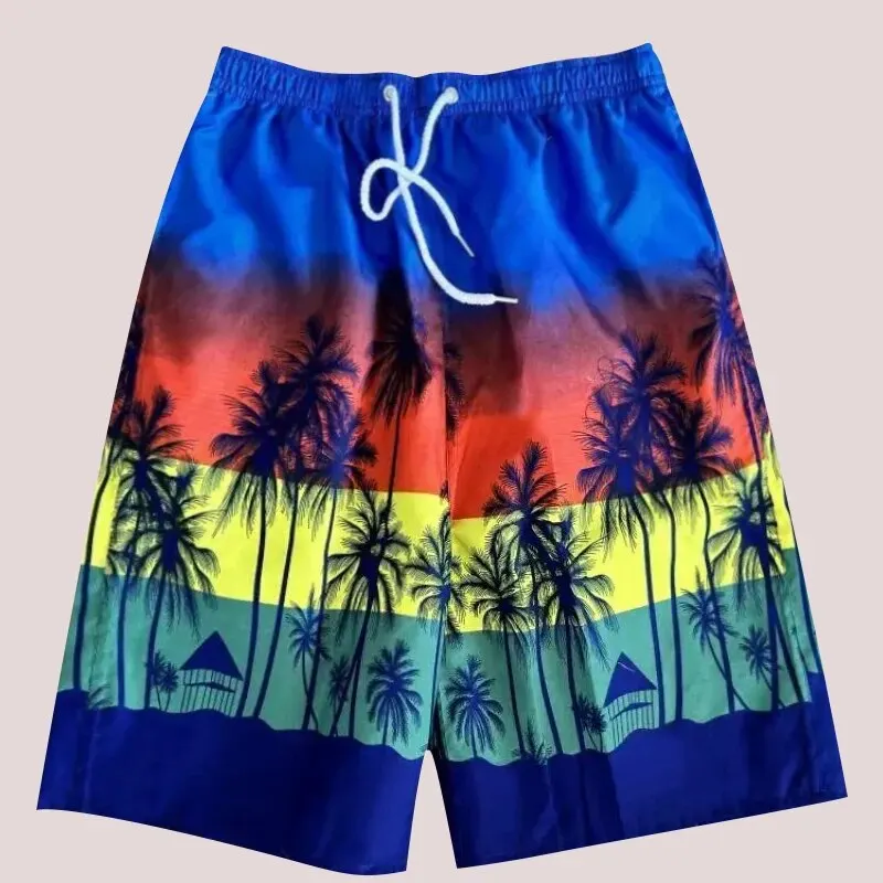 Summer 2024 Men's New Hawaiian Print Quick-Drying Beach Trousers Surfing Rafting Holiday Leisure Fashion Five-Minute Shorts