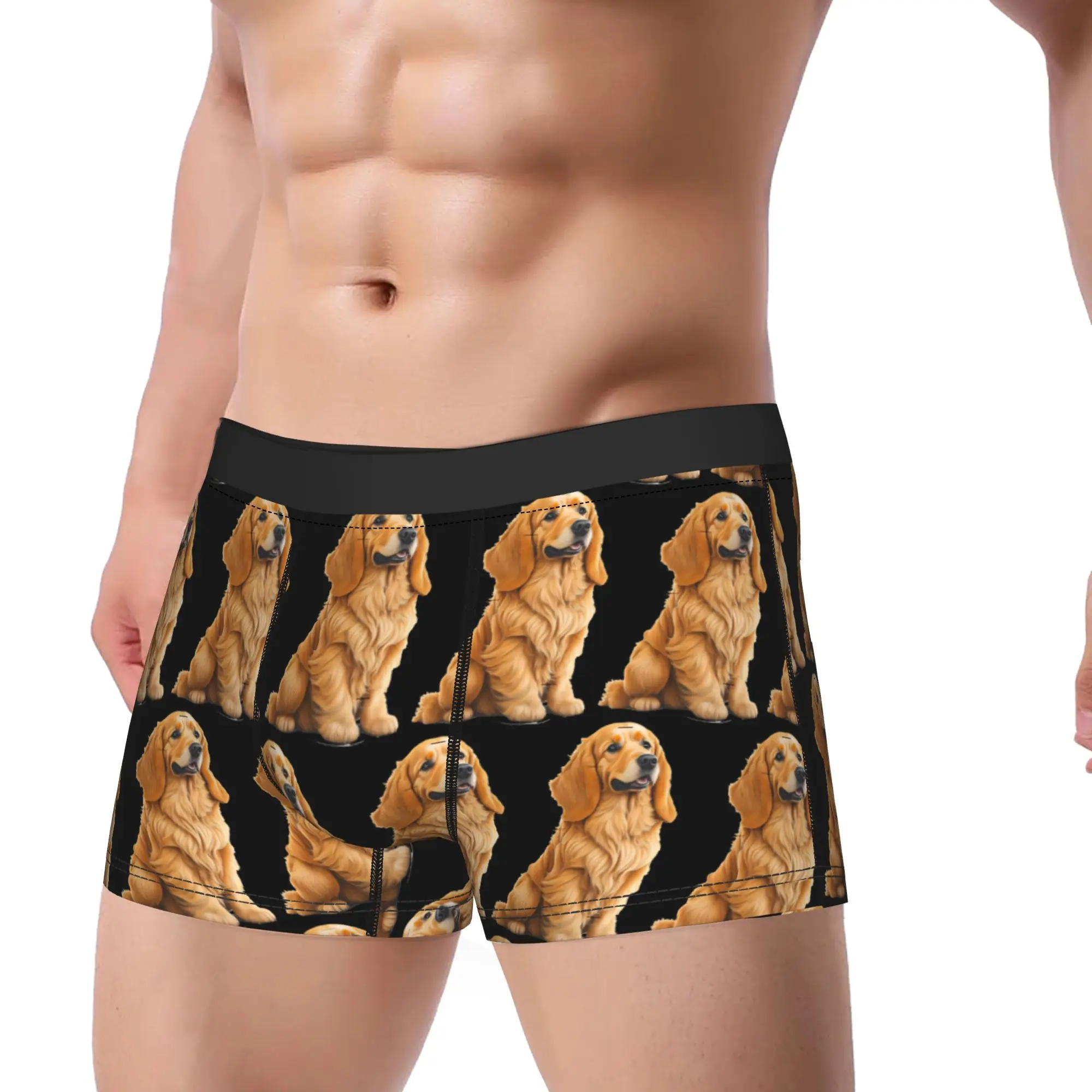 Golden Retriever Dog Breed Series Underwear  Men's Shorts Briefs Classic Boxershorts Trenky Printing Large Size Underpants