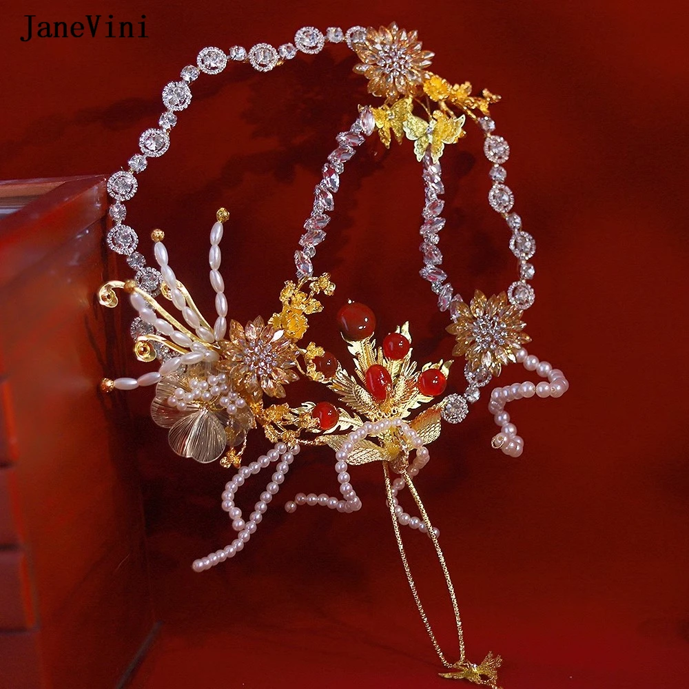 JaneVini 2024 Sparkly Crystals Chinese Bridal Hand Bouquets Fan Artificial Flowers Metal Hollow Fan Jewelry Wedding Accessories